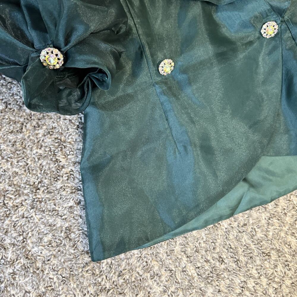 VTG Watters & Watters Top Embellished Buttons 12 Elegant Drama Formal Green - Picture 6 of 6
